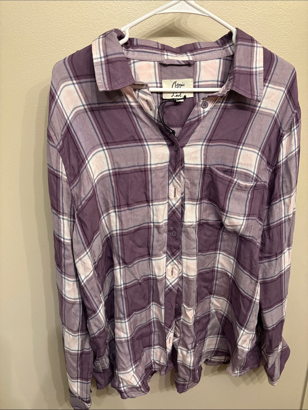 Lavender Plaid Button-Down Shirt